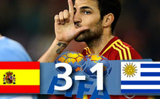 España se impuso 3-1 a Uruguay en un encuentro muy igualado
