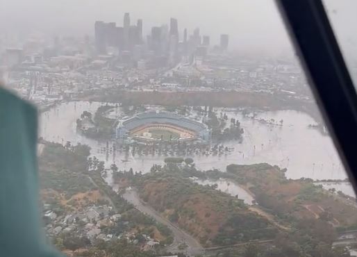 Los Angeles Dodgers Stadium Flooded After Tropical Storm Hilary Ravages 